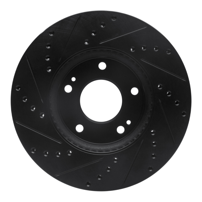 Kia Rondo Brake Rotor (1) - Front Right - R1 Concepts - Drilled & Slotted - Black - `07-`10